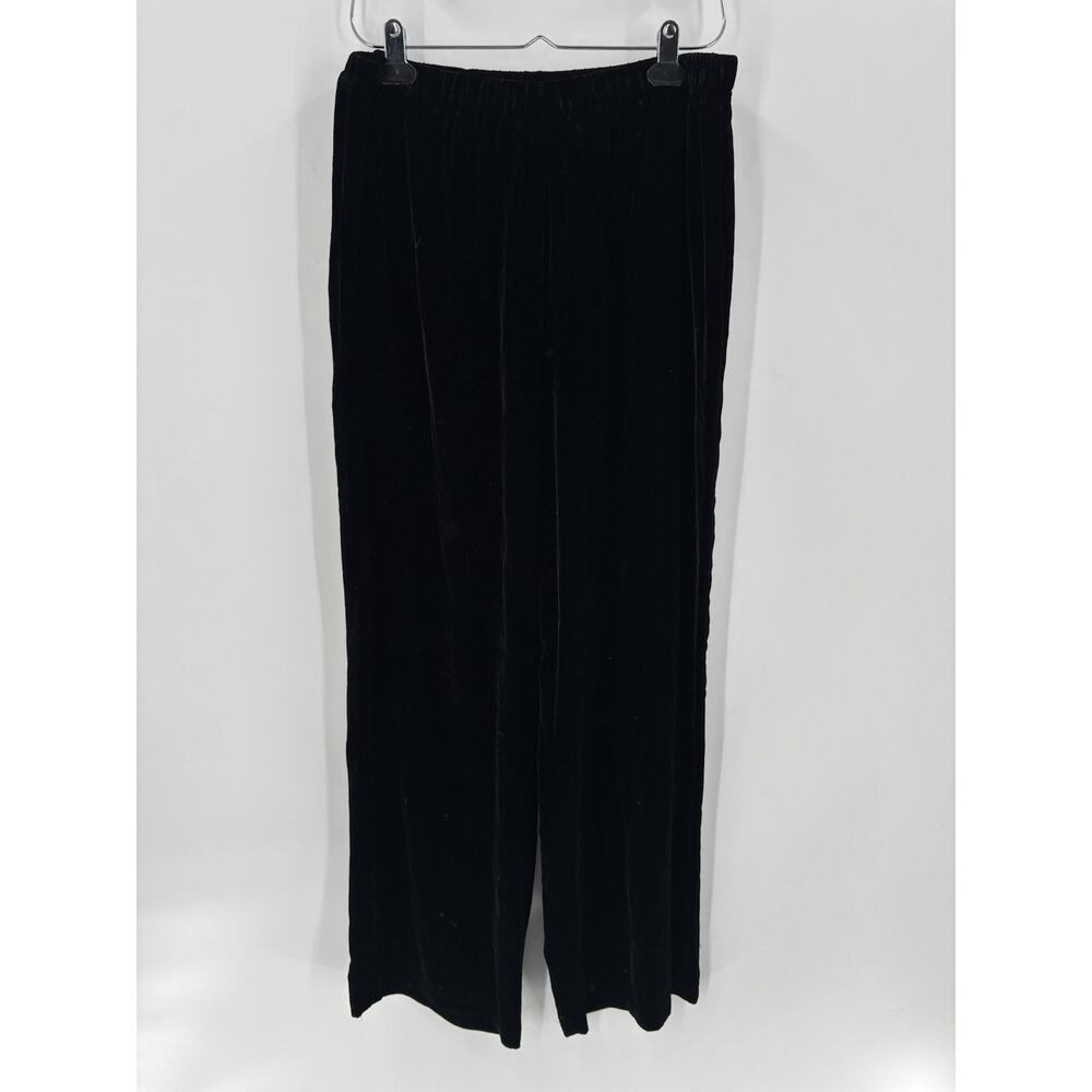 Vintage Past Times Velvet Pants Womens Medium Large Black 90s Stretch Silk Blend